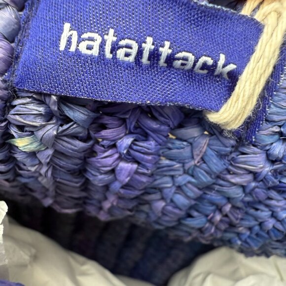 NWT Hat Attack Mimi Crossbody in Denim // Raffia Straw Summer Mini Bag - Picture 9 of 10